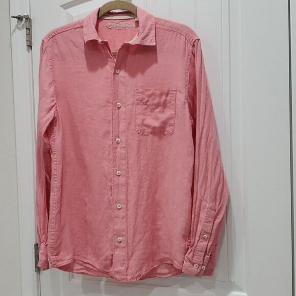 Caribbean Other - Caribbean 100% Linen  Salmon Pink Long Sleeve Shirt,  Size Small